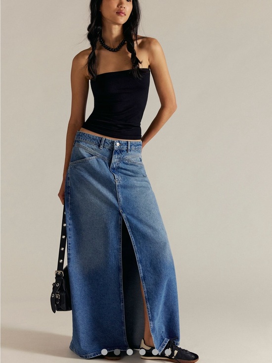 We The Free Dresses & Skirts - We The Free Blue Denim Maxi Skirt With Slit
